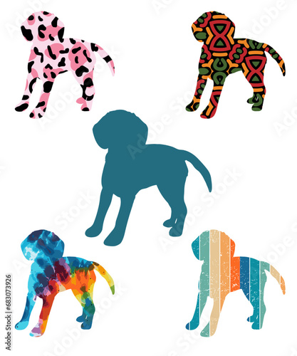 Three dog silhouettes. Computer generated vector