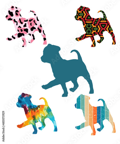 Three dog silhouettes. Computer generated vector