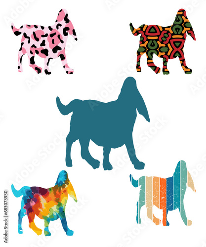 Three dog silhouettes. Computer generated vector