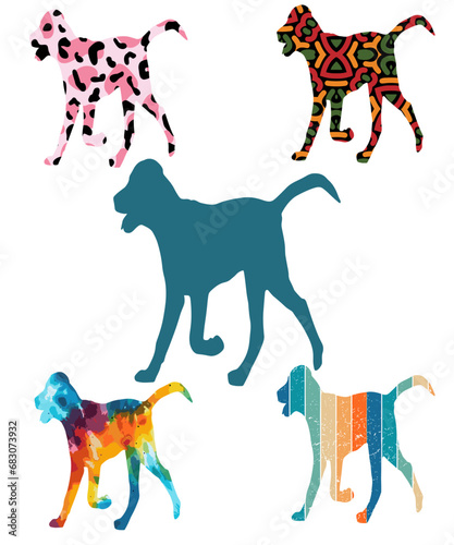 Three dog silhouettes. Computer generated vector