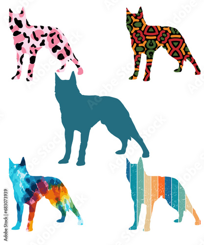 Three dog silhouettes. Computer generated vector