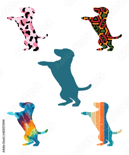 Three dog silhouettes. Computer generated vector