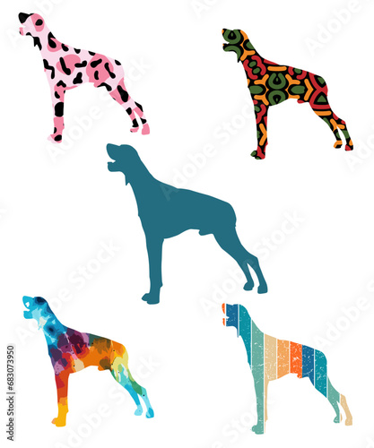 Three dog silhouettes. Computer generated vector