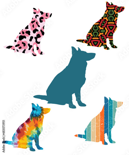 Three dog silhouettes. Computer generated vector