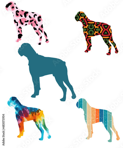 Three dog silhouettes. Computer generated vector