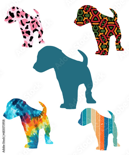 Three dog silhouettes. Computer generated vector