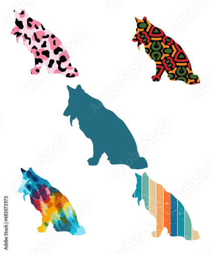 Three dog silhouettes. Computer generated vector
