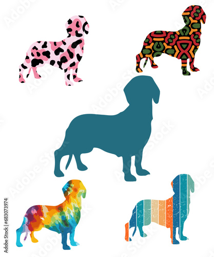Three dog silhouettes. Computer generated vector