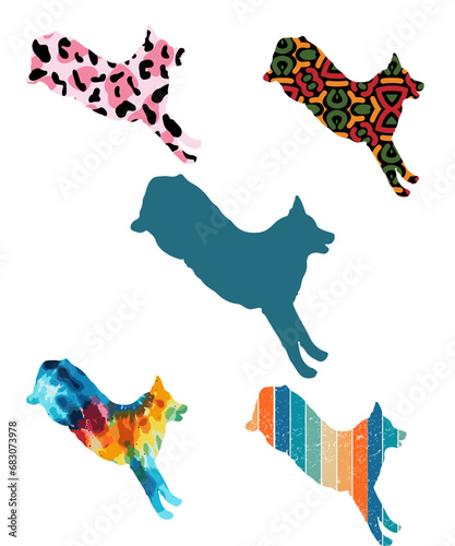 Three dog silhouettes. Computer generated vector