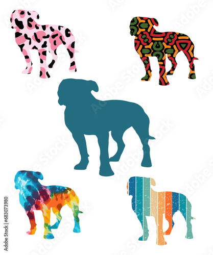 Three dog silhouettes. Computer generated vector