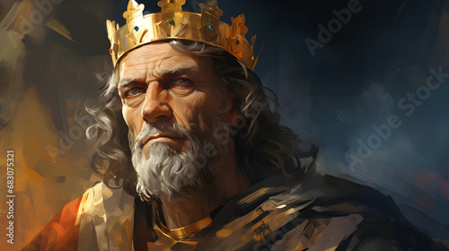 Christian illustration of the biblical King Solomon's portrait, photo
