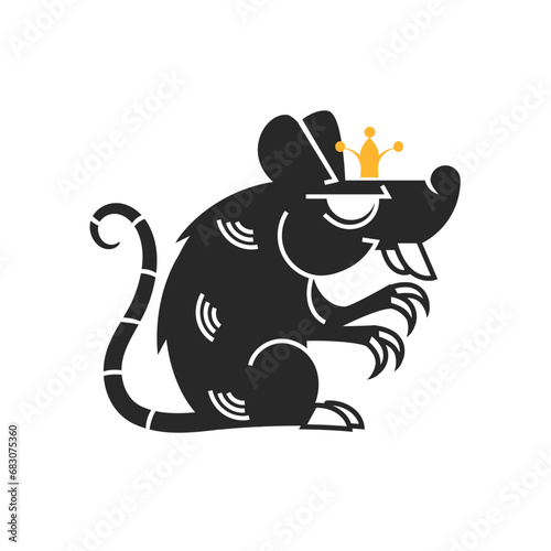 Rat king or mouse. Hand drawn vintage sketch. illustration.