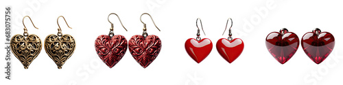 Heart shaped earrings Hyperrealistic Highly Detailed Isolated On Transparent Background Png File