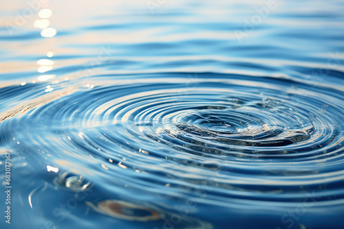 Gentle ripples, a subtle caress on a quiet pond, forming concentric circles that echo the delicate touch of a fleeting breeze. Concept of the tranquility of freshwater waves. Generative Ai.