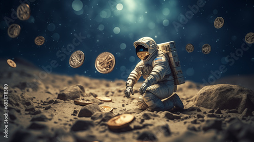 a astronaut with a bitcoin photo