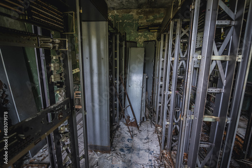 Remains in abandoned military base Chernobyl-2 in Chernobyl Exclusion Zone, Ukraine