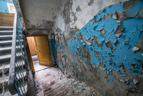 Barracks in abandoned military base Chernobyl-2 in Chernobyl Exclusion Zone, Ukraine