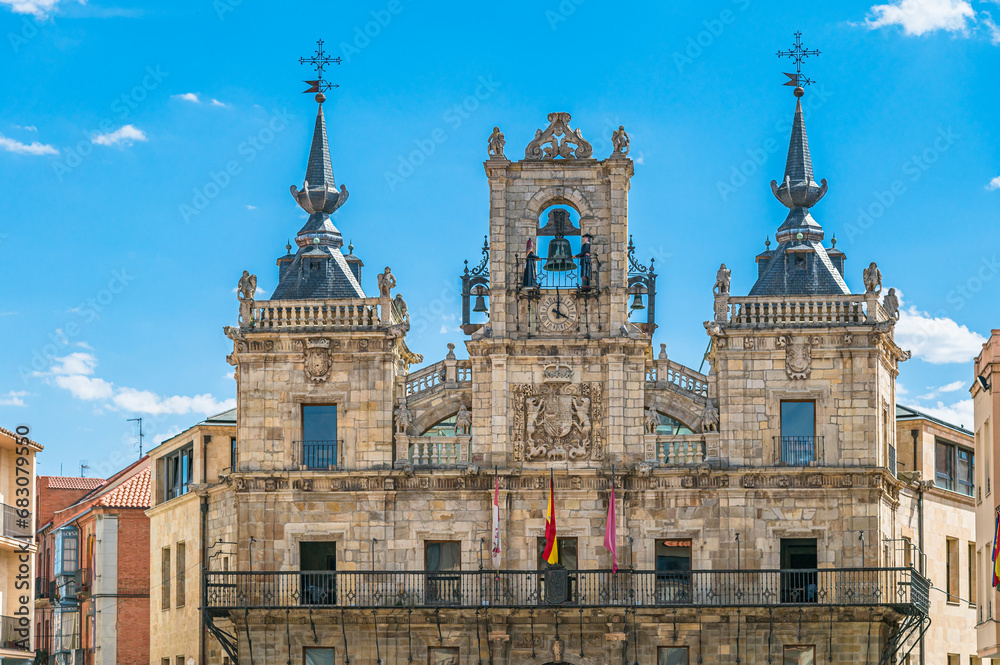 Facade of the town hall of Astorga, Spain