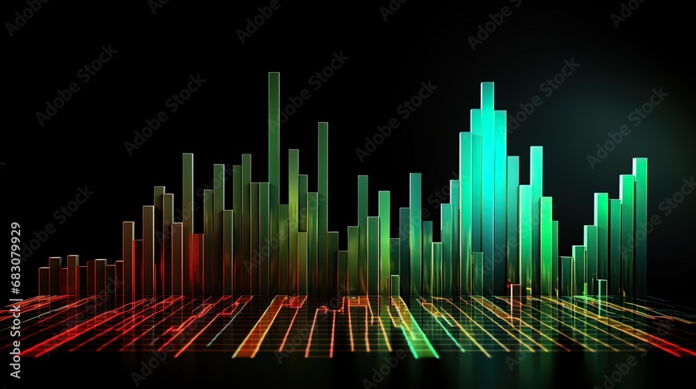 Dynamic stock market chart showcasing a candlestick pattern in alternating green and red