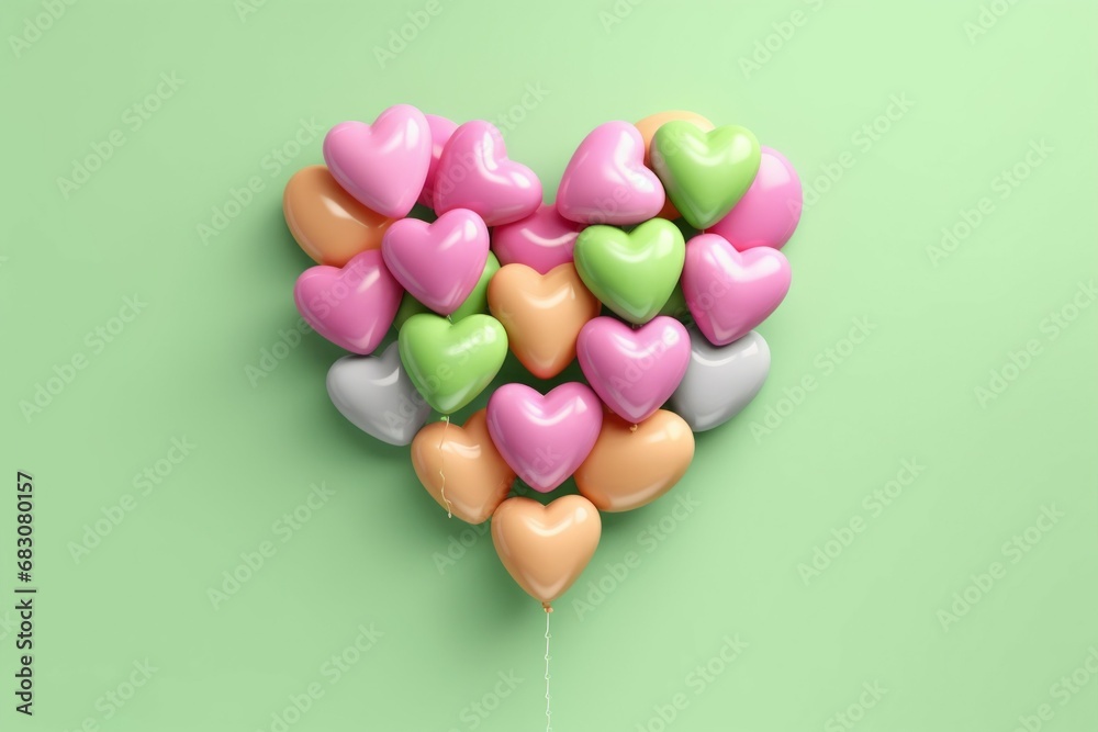 Inflatable balloons form a composition in the shape of a heart. Background with selective focus and copy space Inflatable balloons form a composition in the shape of a heart. Background with selective focus and copy space