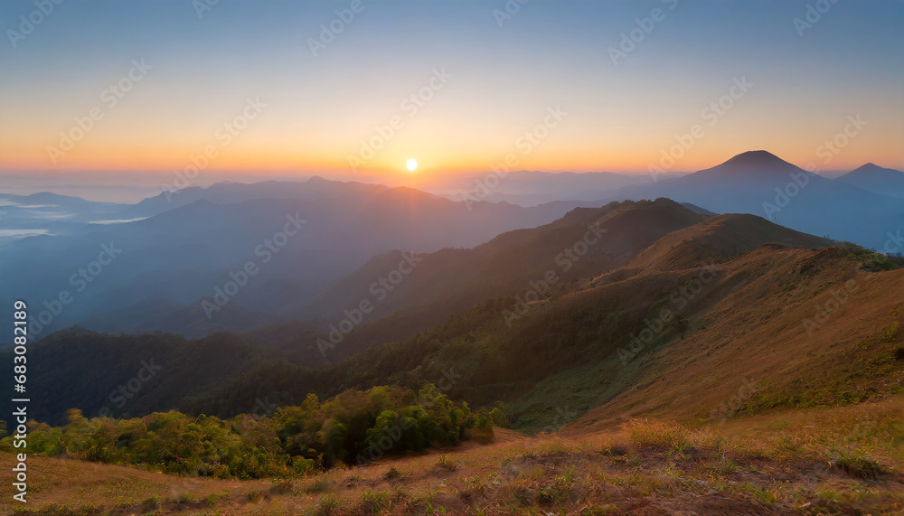 nature of the mountains, the wonderful scenery at the sunrise