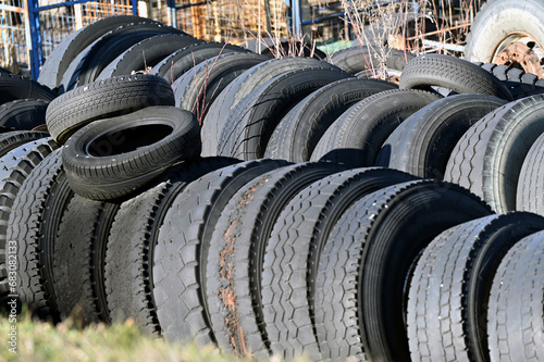 Used tires on a company premises