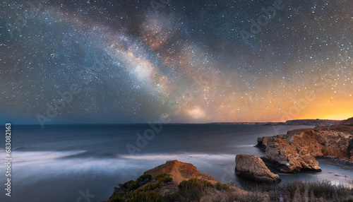 nature of the milky way over the sea  beautiful seascape © Donald