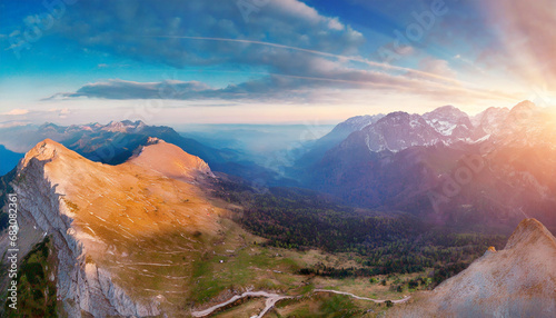 panorama of the mountains at sunset  aerial view from above © Donald