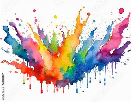 watercolor spots of freedom multicolored ink on a white background  silhouette of group people  idea creativity  friendship family training