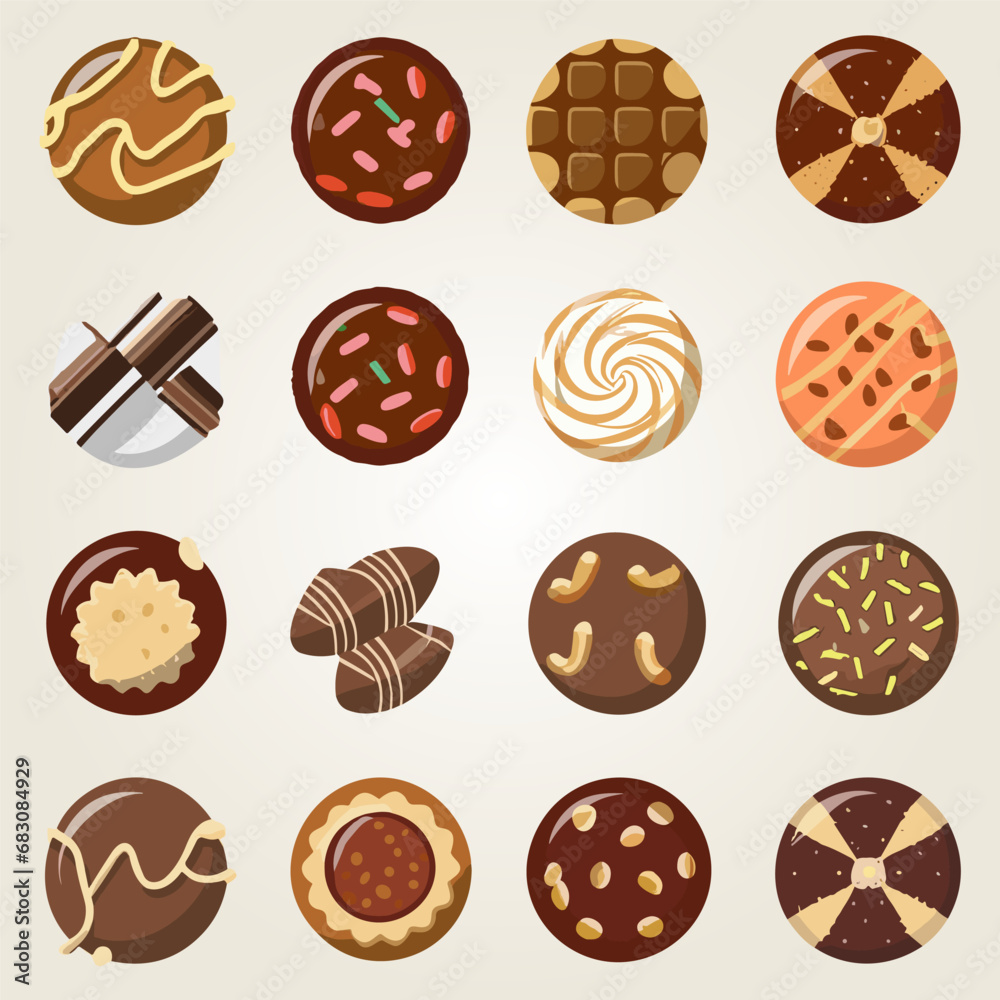 Set of chocolate sweets cakes and other chocolate icons – Isolated on white Background Set of chocolate sweets cakes and other chocolate icons – Isolated on white Background