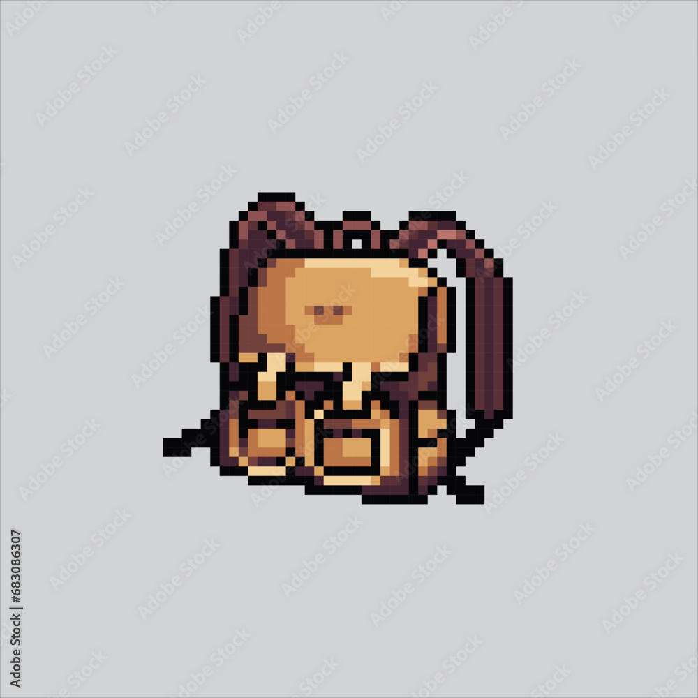 Pixel art illustration Backpack. Pixelated Backpack. School Backpack