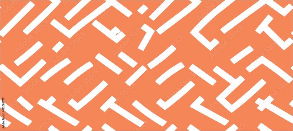 Simple tribal thread embroidery lines in diamond shape. Abstract orange background with line Monochrome orange. Seamless. Simple tribal thread embroidery lines in diamond shape. Abstract orange background with line Monochrome orange. Seamless.