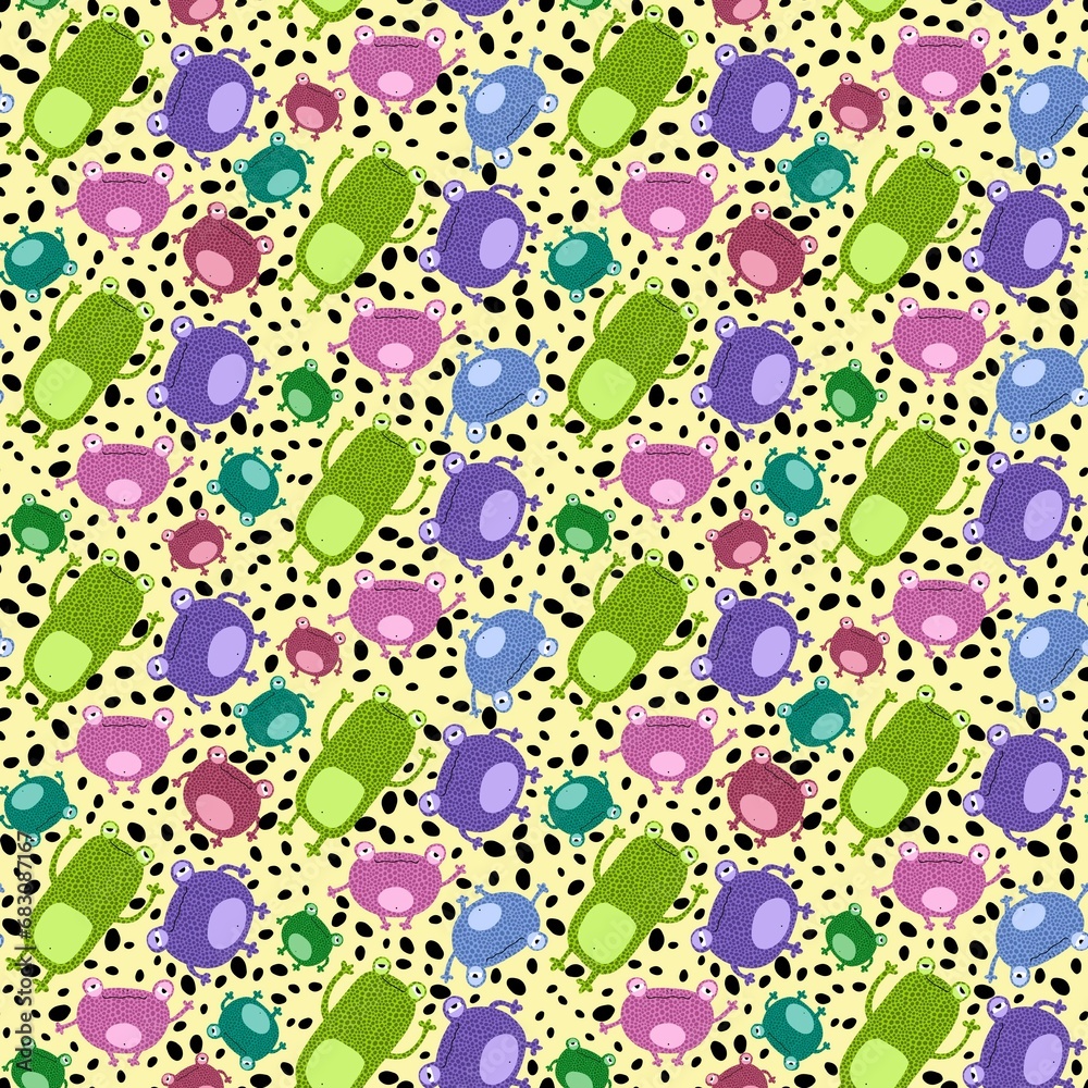 Cartoon animals seamless frogs pattern for wrapping paper and fabrics and linens and kids clothes print
