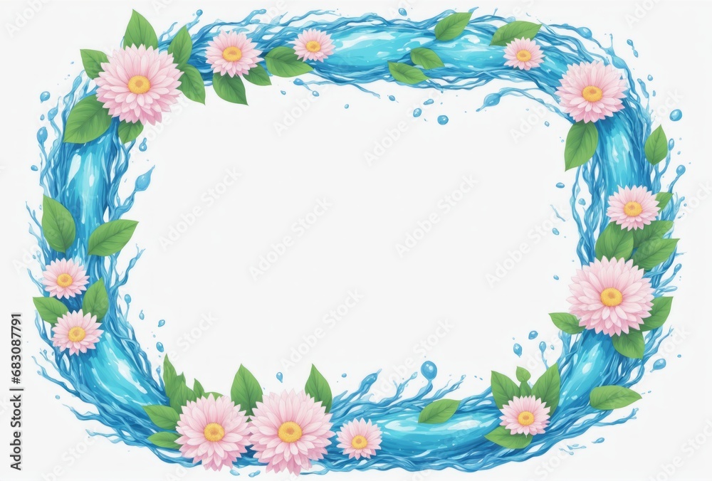 illustrated water plant wreath