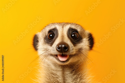 Studio portrait of shocked meerkat with surprised eyes, concept of Fear