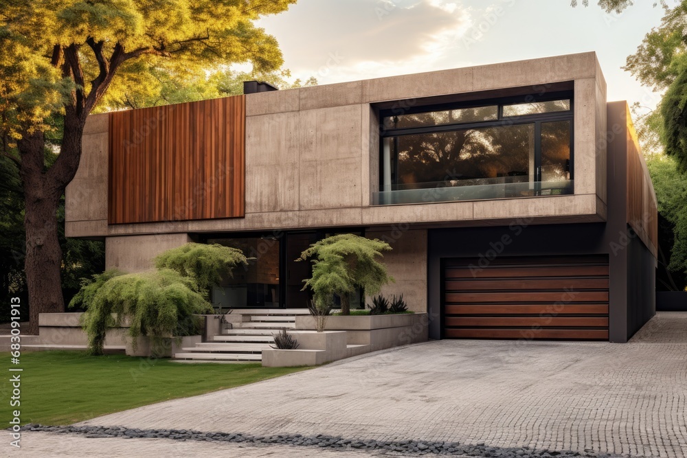 Harmony of Elements: Industrial Modern Home in Earth Tones with Concrete and Wood Fusion Harmony of Elements: Industrial Modern Home in Earth Tones with Concrete and Wood Fusion