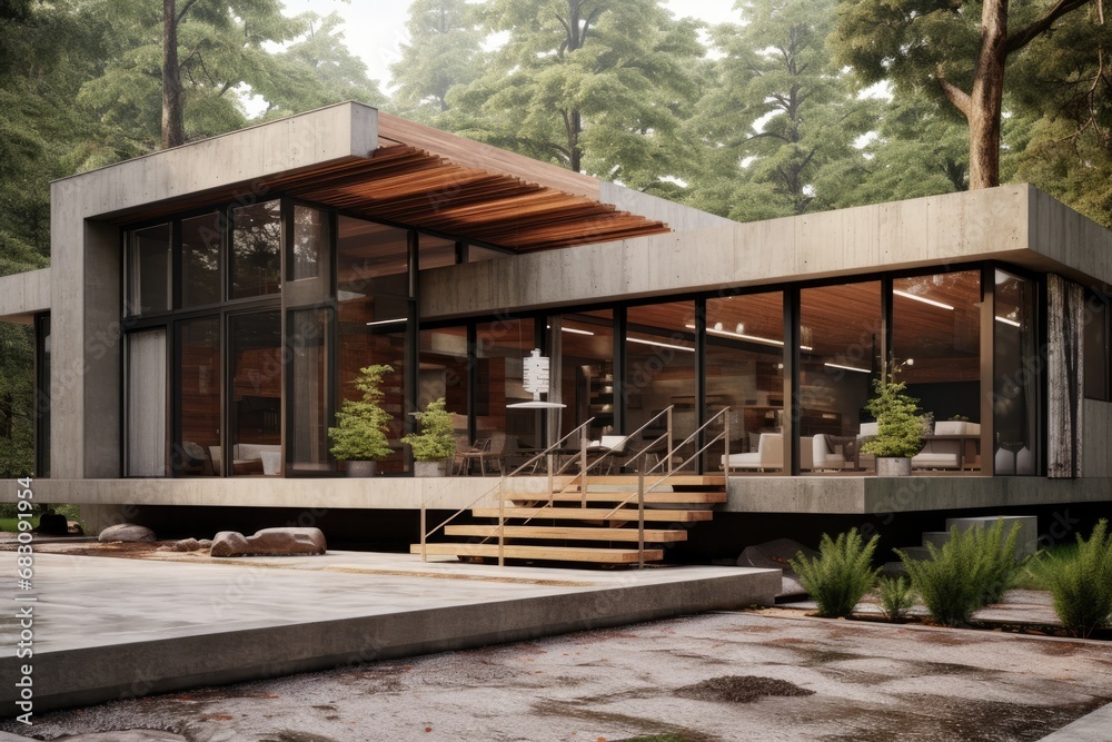 Harmony of Elements: Industrial Modern Home in Earth Tones with Concrete and Wood Fusion Harmony of Elements: Industrial Modern Home in Earth Tones with Concrete and Wood Fusion
