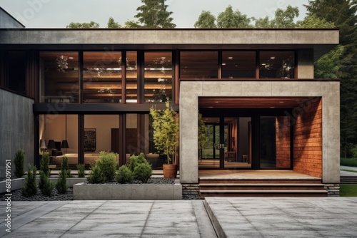 Harmony of Elements: Industrial Modern Home in Earth Tones with Concrete and Wood Fusion © ChaoticMind
