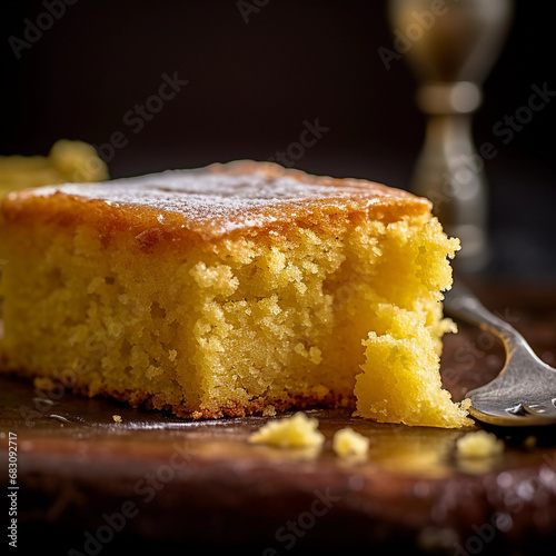 Delicious and inviting slice of cake ready to be served