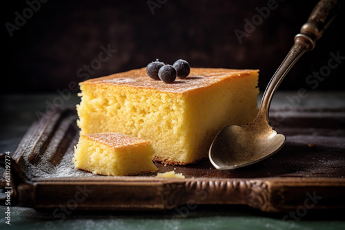 Delicious and inviting slice of cake ready to be served