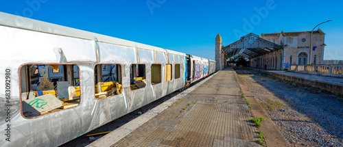 railway platform of the train terminal station in the city of Barreiro without anyone with a train