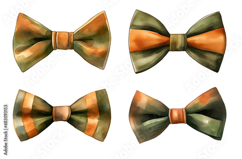 Bow tie watercolor clipart illustration with isolated background.