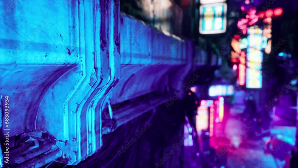 Restaurant street or small alley with neon lights