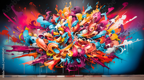 Colorful Abstract Graffiti on the wall. Street ART