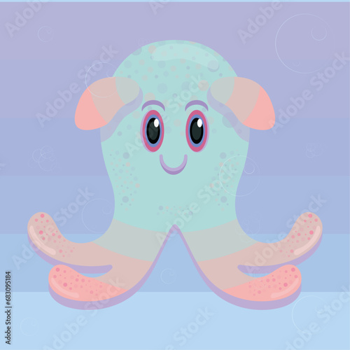 cute dumbo octopus in cartoon style