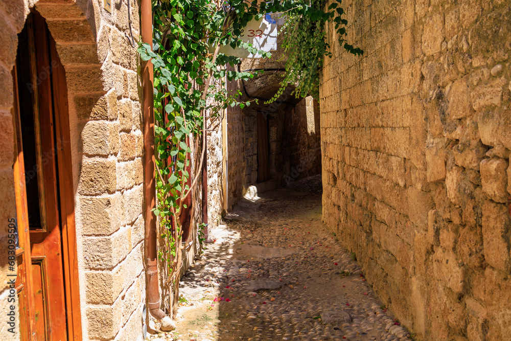 Obraz premium Narrow streets of the old city. Background with selective focus and copy space
