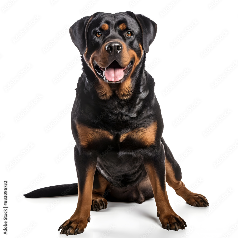 Rottweiler Dog Isolated on White Background - Generative AI