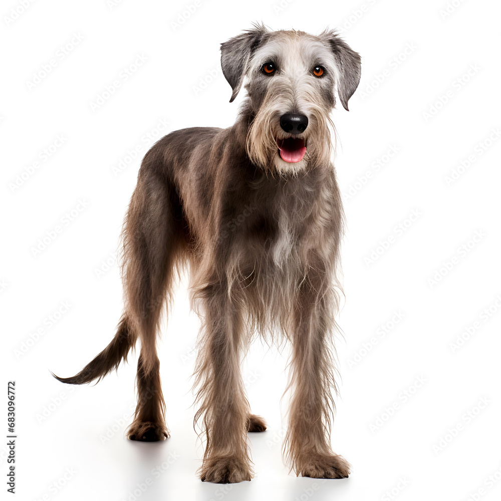 Scottish Deerhound Dog Isolated on White Background - Generative AI