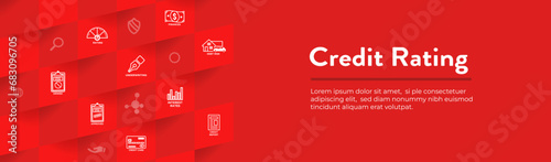 Credit Rating or Score Web Header Banner with Icon Set Web Header Banner photo