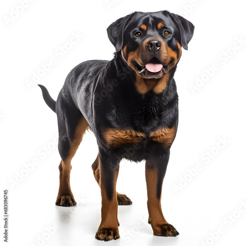 Rottweiler Dog Isolated on White Background - Generative AI